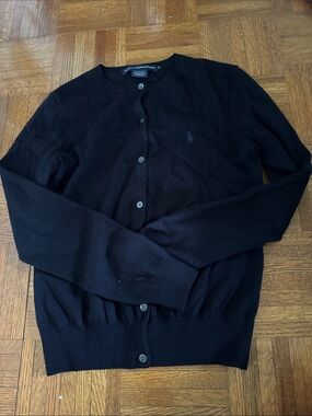 Polo by Ralph Lauren navy wool Crewneck Button-Front Cardigan